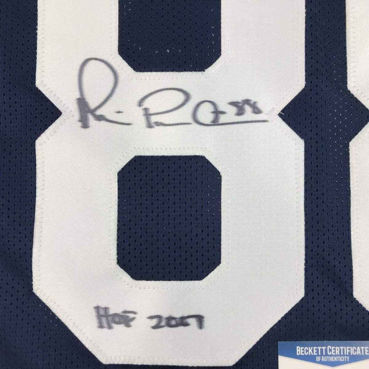 Autographed/Signed Michael Irvin Dallas HOF 2007 Thanksgiving Day Blue Football Jersey Beckett BAS COA
