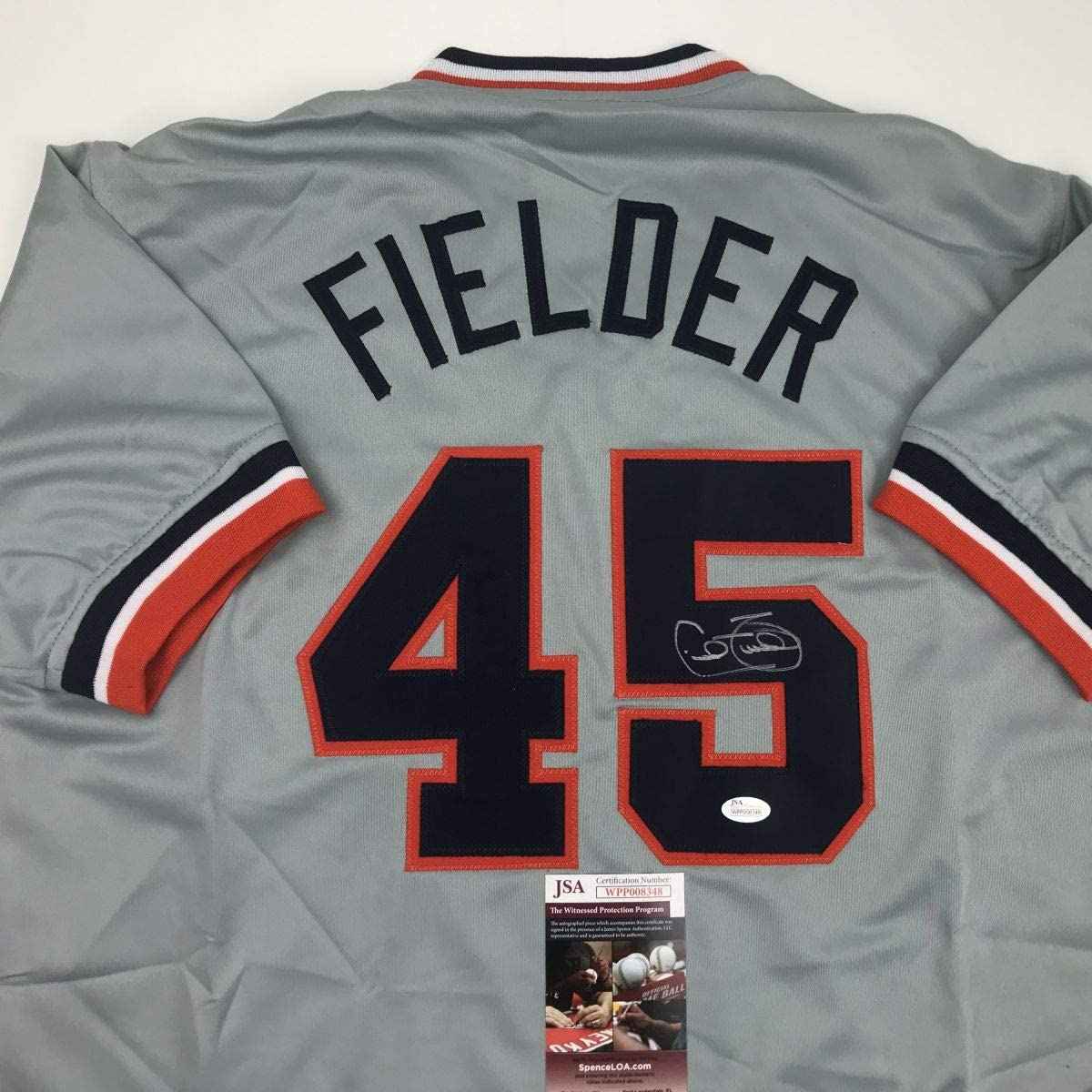 Autographed/Signed Cecil Fielder Detroit Grey Baseball Jersey JSA COA