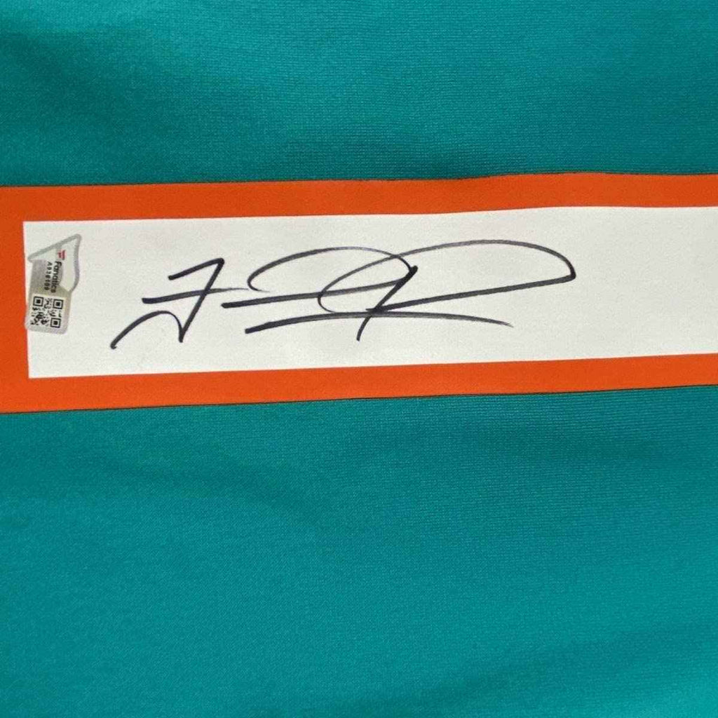 Framed Autographed/Signed Tua Tagovailoa 35x39 Miami Dolphins Authentic Teal Nike Game Football Jersey Fanatics COA