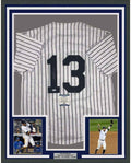 Framed Autographed/Signed Alex Rodriguez 35x39 New York Pinstripe Baseball Jersey Beckett BAS COA