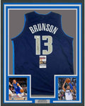 Framed Autographed/Signed Jalen Brunson 35x39 Dallas Dark Blue Basketball Jersey JSA COA