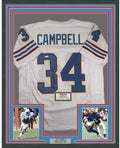 Framed Autographed/Signed Earl Campbell HOF 91 35x39 Houston White Football Jersey Tristar COA