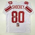 Autographed/Signed Jeremy Shockey New York White Football Jersey JSA COA