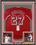 Framed Autographed/Signed Vladimir Vlad Guerrero 35x39 Los Angeles LA Anaheim Red Baseball Jersey JSA COA