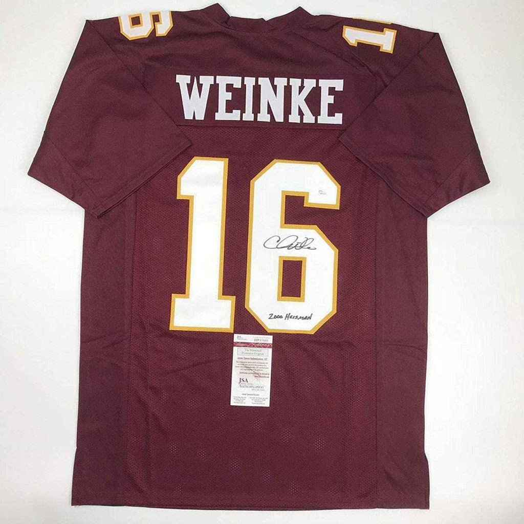 Autographed/Signed Chris Weinke 2000 Heisman  Florida State FSU Maroon Football Jersey JSA COA
