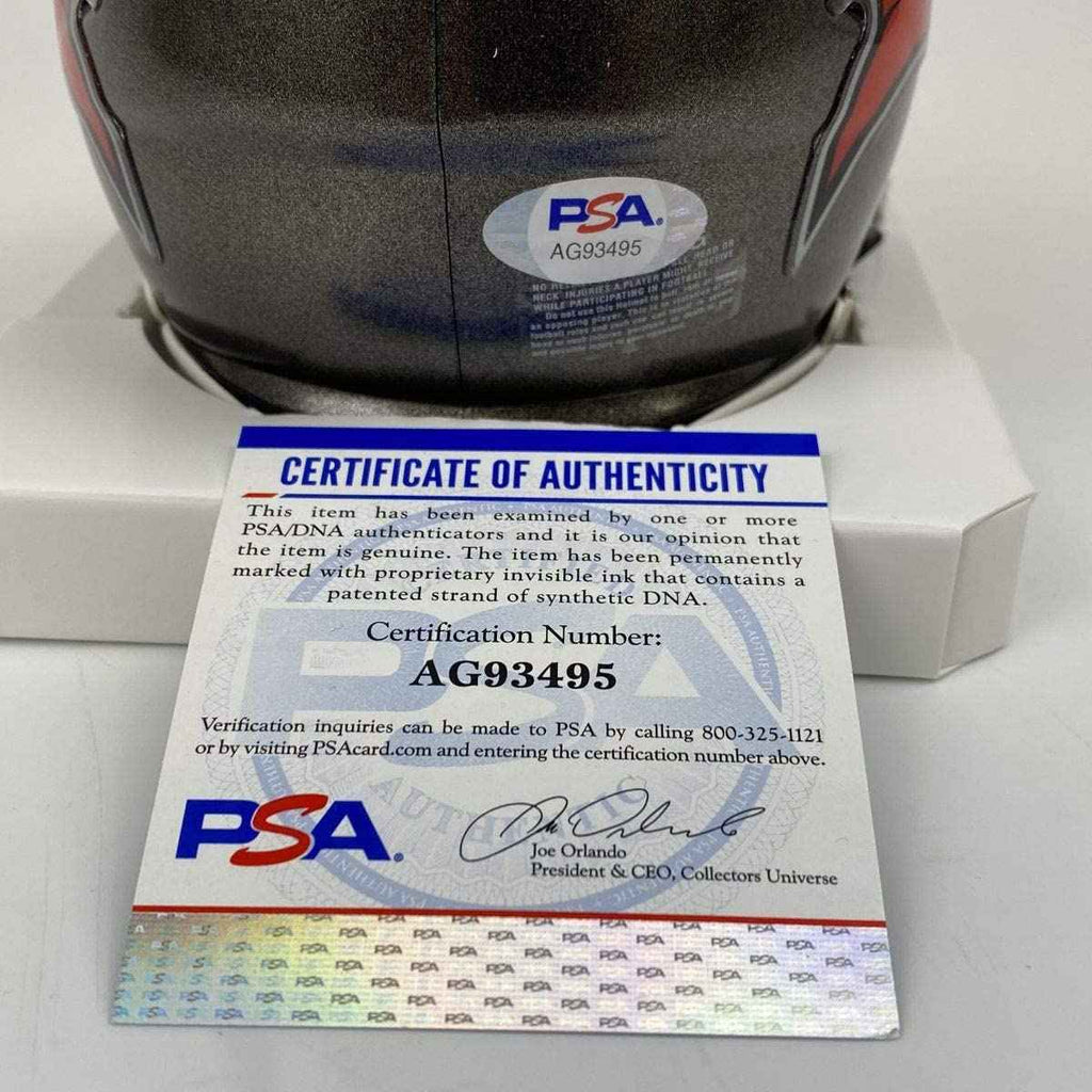 Autographed/Signed Mike Alstott Tampa Bay Buccaneers Mini Football Helmet PSA/DNA COA