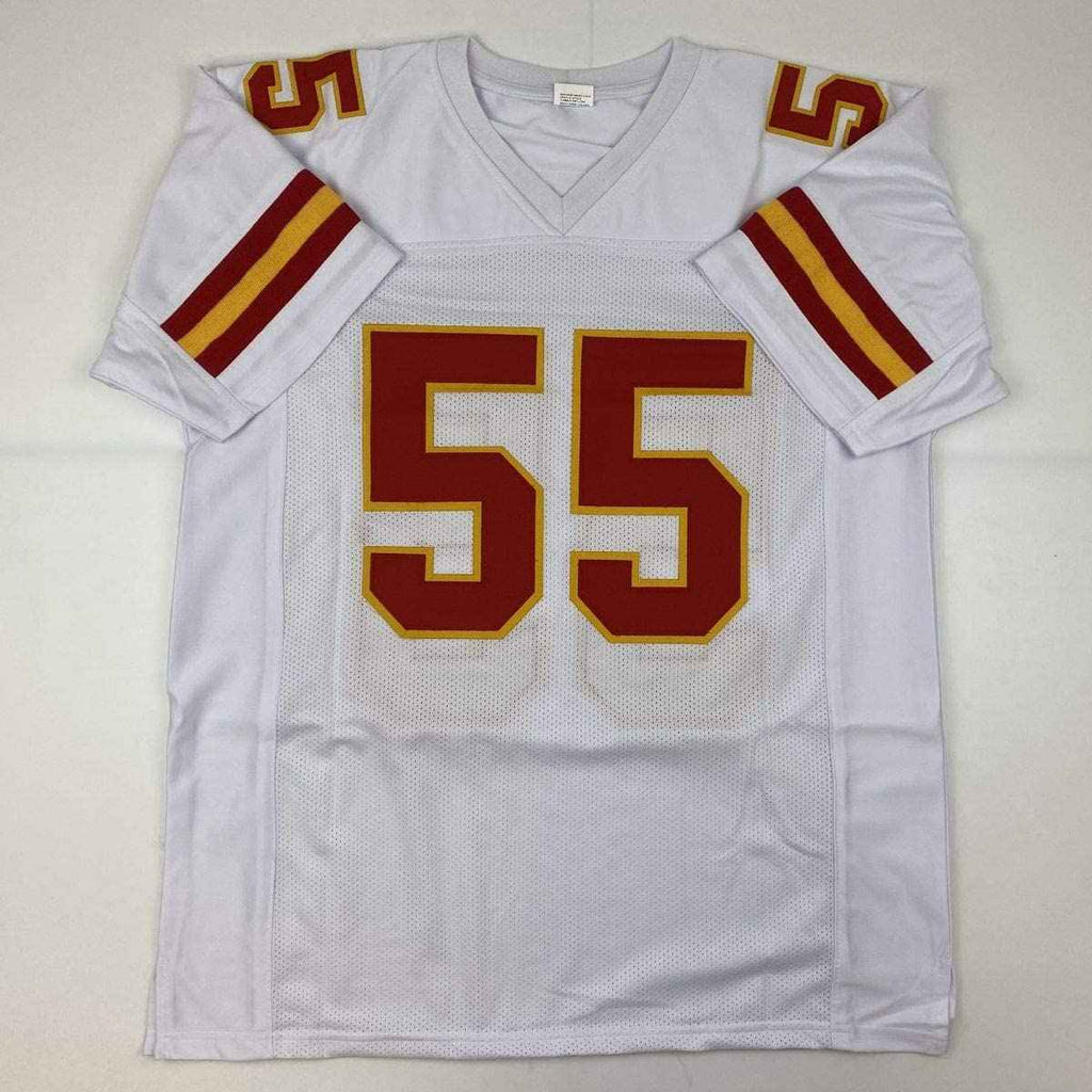 Autographed/Signed Frank Clark Kansas City White Football Jersey PSA/DNA COA