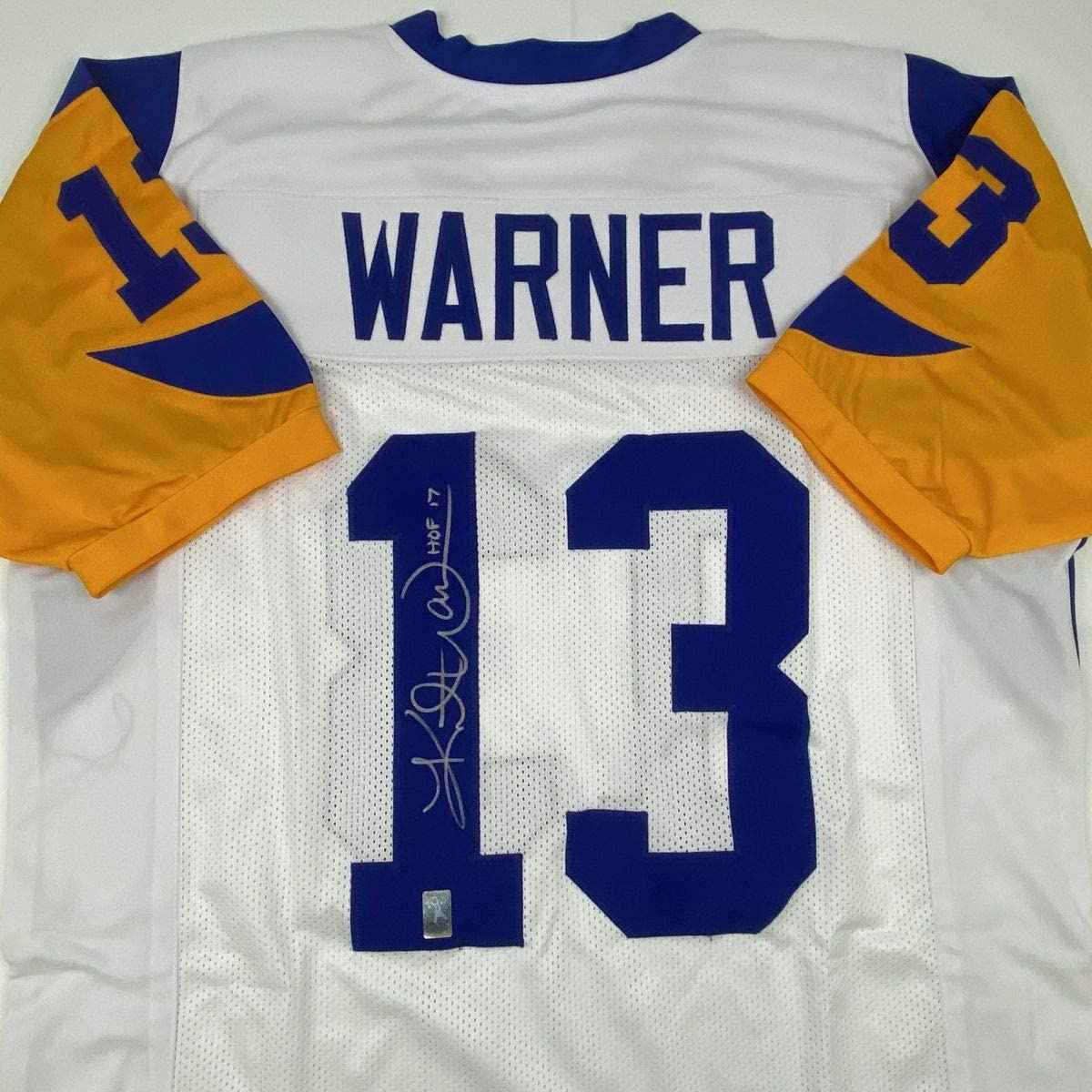 Autographed/Signed Kurt Warner St. Louis White Football Jersey GTSM COA Holo Only