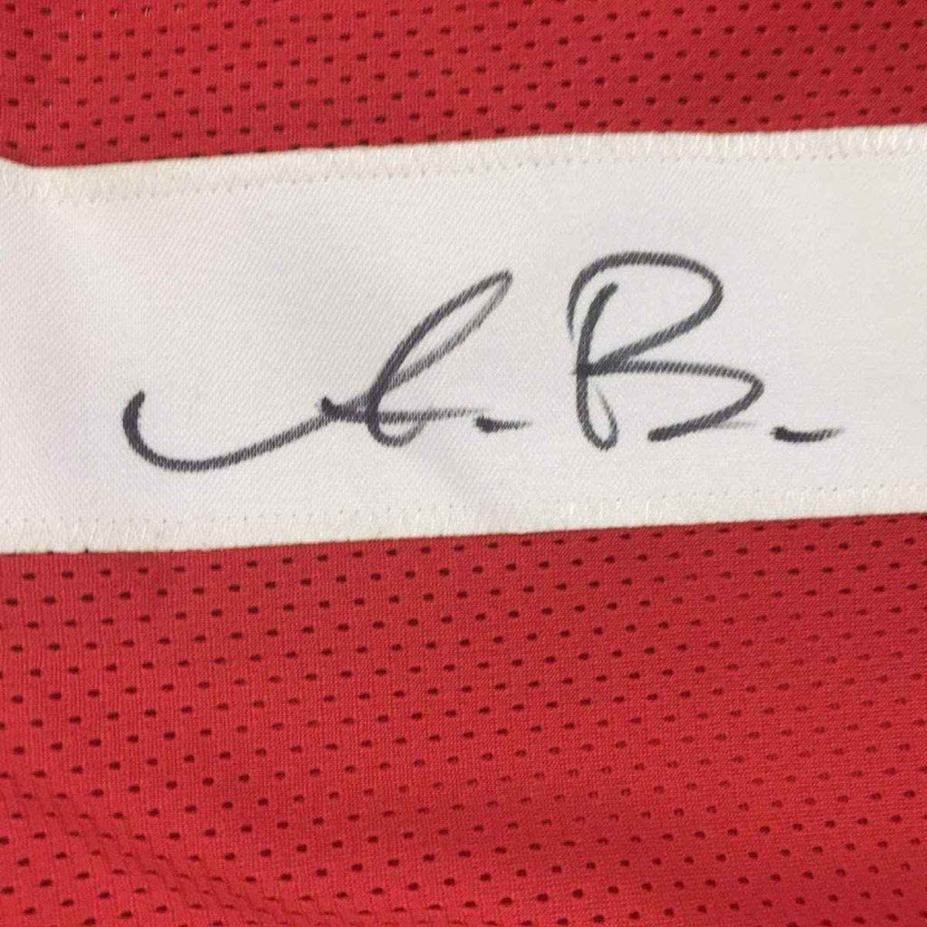 Framed Autographed/Signed AJ A.J. Brown 35x39 Ole Miss Red College Football Jersey JSA COA