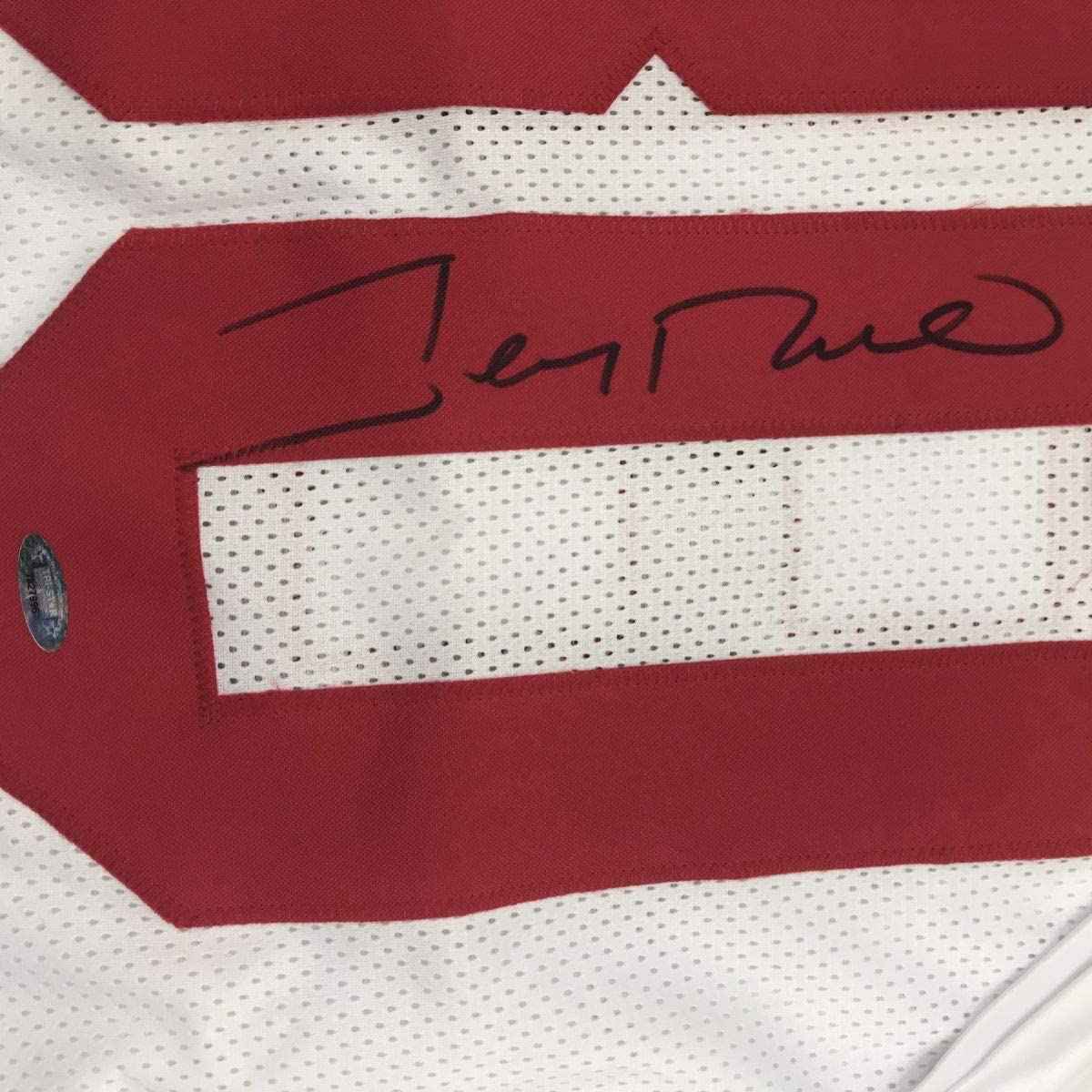 Autographed/Signed Jerry Rice San Francisco White Football Jersey Tristar COA