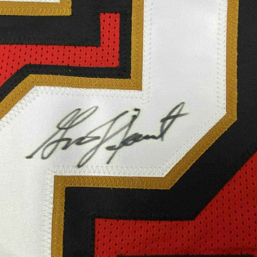 Framed Autographed/Signed Garrison Hearst 35x39 San Francisco Red Football Jersey JSA COA