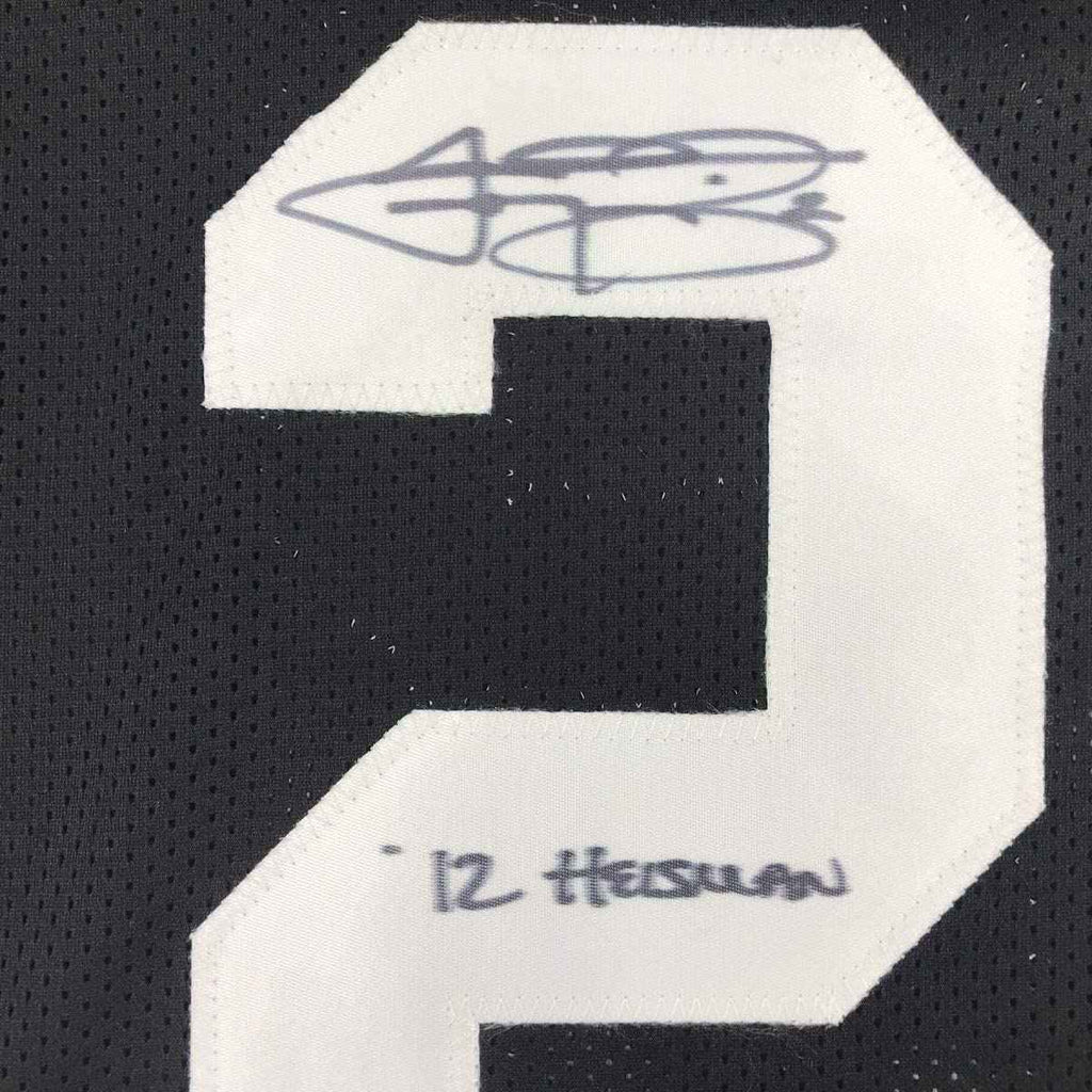 Autographed/Signed Johnny Manziel 12 Heisman Texas A&M Black College Football Jersey JSA COA