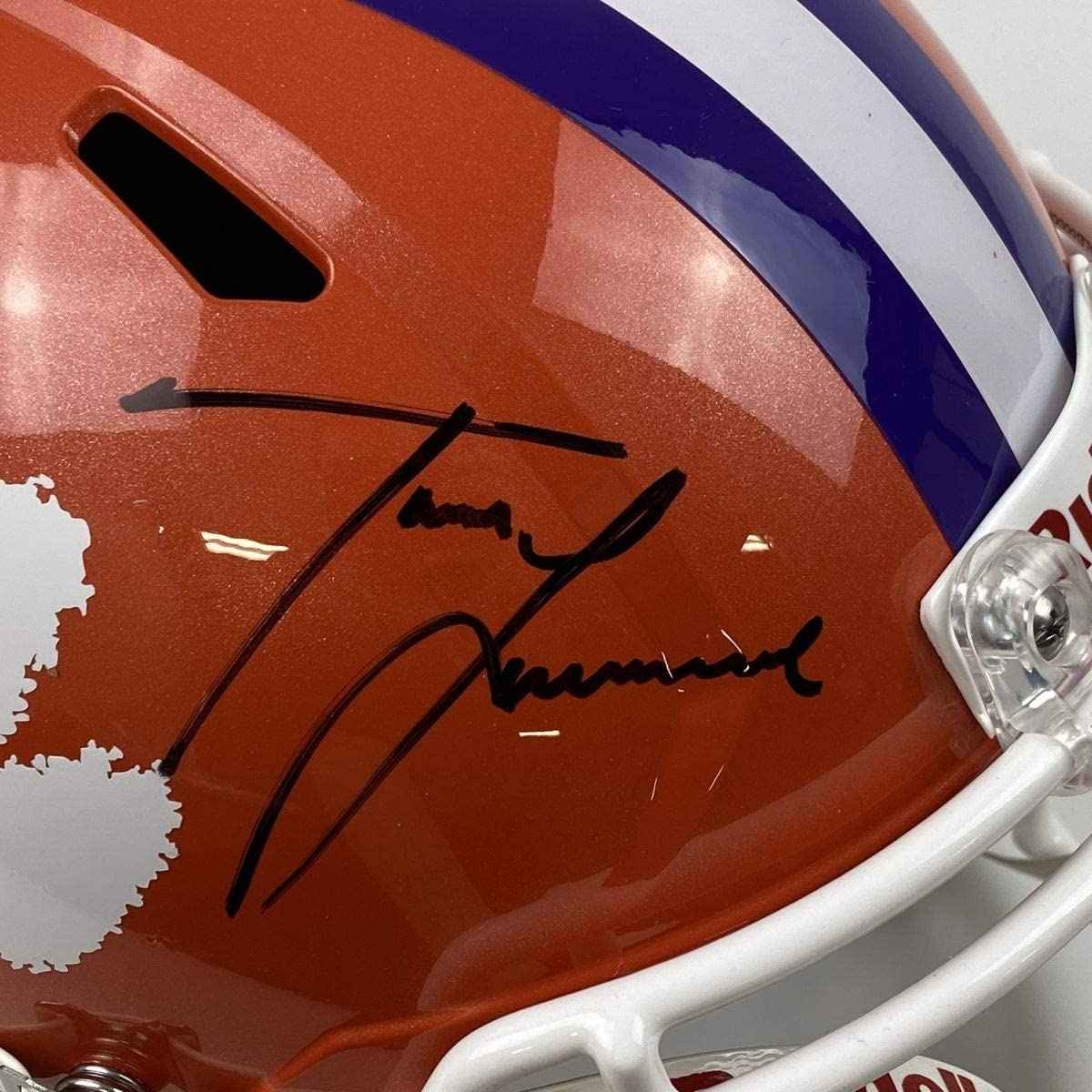 Autographed/Signed Trevor Lawrence Clemson Tigers Full Size FS F/S Replica College Football Helmet Fanatics COA