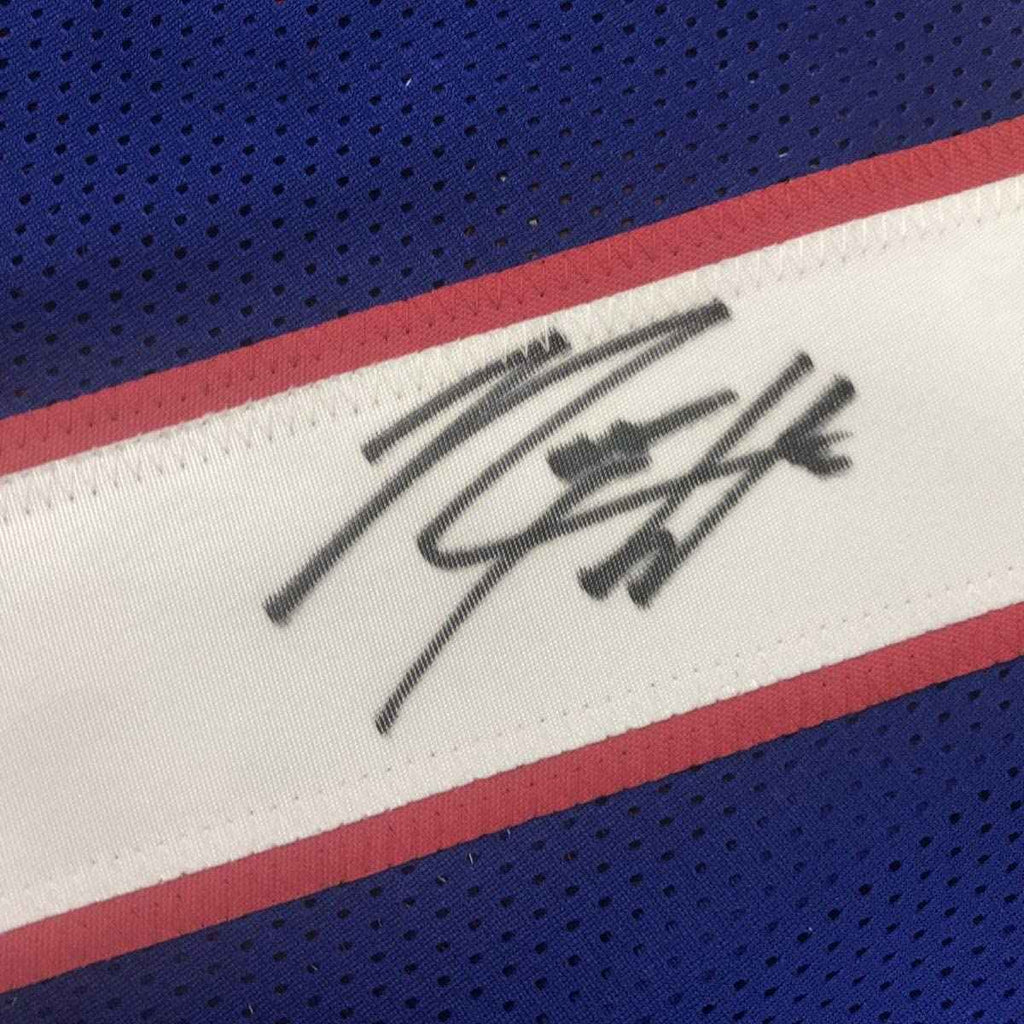 Autographed/Signed Rodney Hampton New York Blue Football Jersey PSA/DNA COA