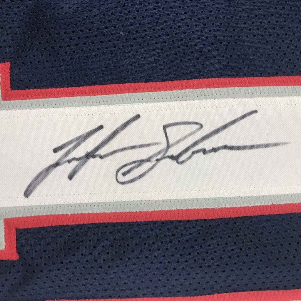 Autographed/Signed Josh Gordon New England Blue Football Jersey JSA COA