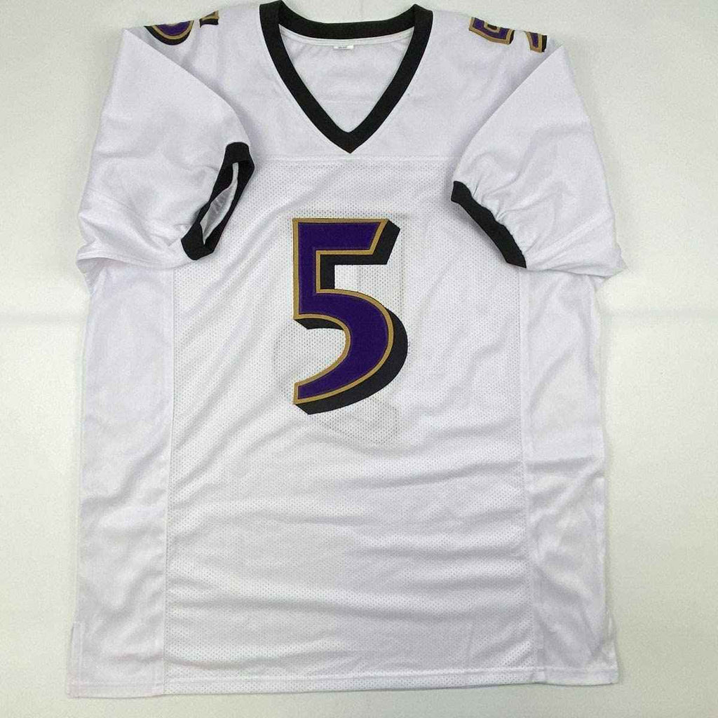 Autographed/Signed Joe Flacco Baltimore White Football Jersey JSA COA