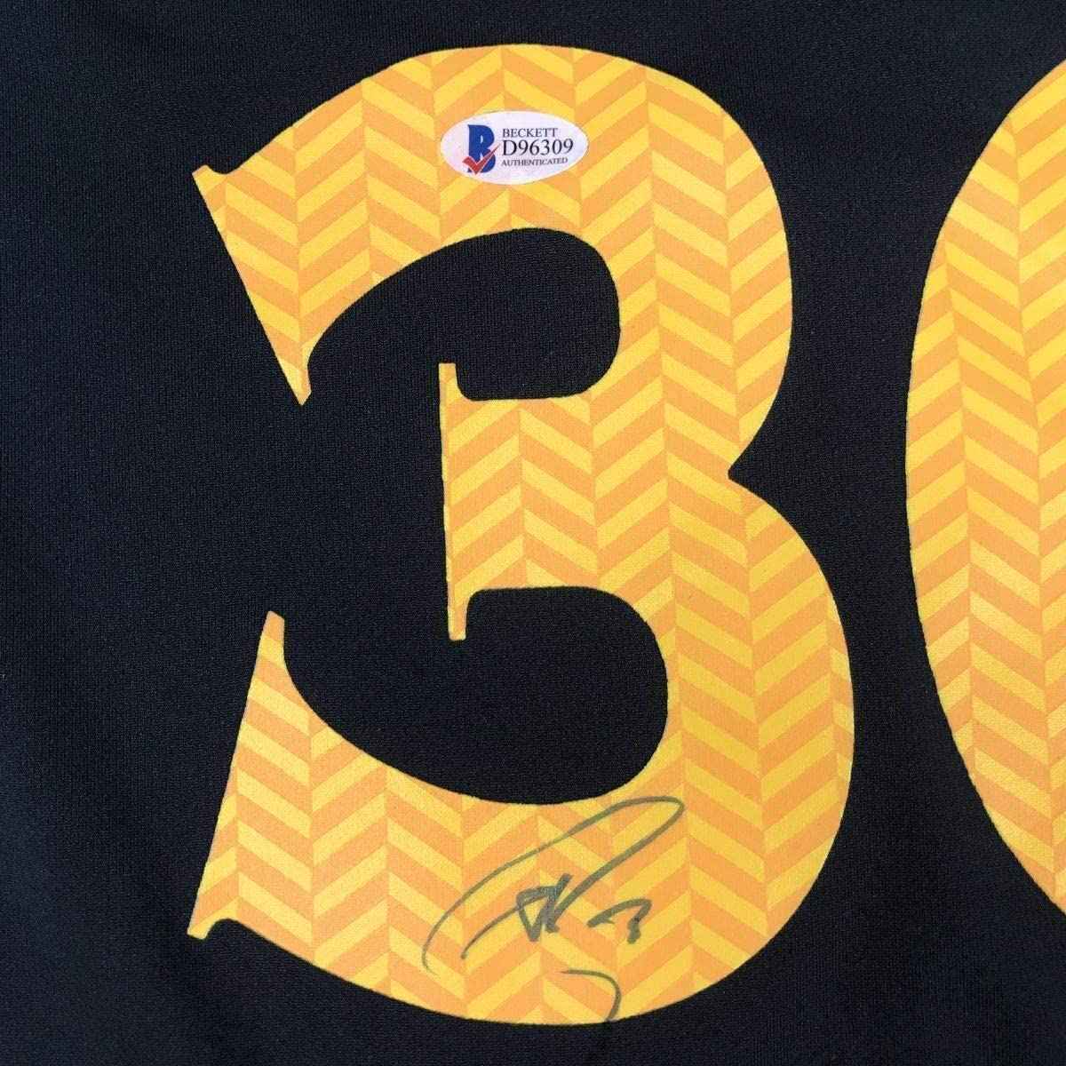 Framed Autographed/Signed Stephen Steph Curry 35x39 Golden State Black Basketball Jersey Beckett BAS COA