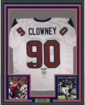 Framed Autographed/Signed Jadeveon Clowney 35x39 Houston White Football Jersey JSA COA