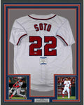 Framed Autographed/Signed Juan Soto 35x39 Washington White Baseball Jersey Beckett BAS COA