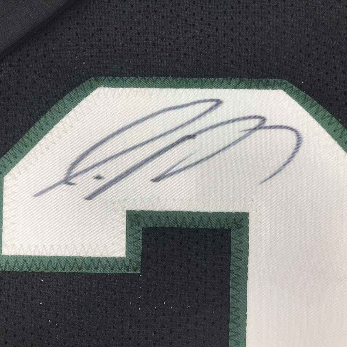 Framed Autographed/Signed Jamal Adams 35x39 New York Black Football Jersey JSA COA