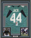 Framed Autographed/Signed Myles Jack 35x39 Jacksonville Teal Football Jersey JSA COA