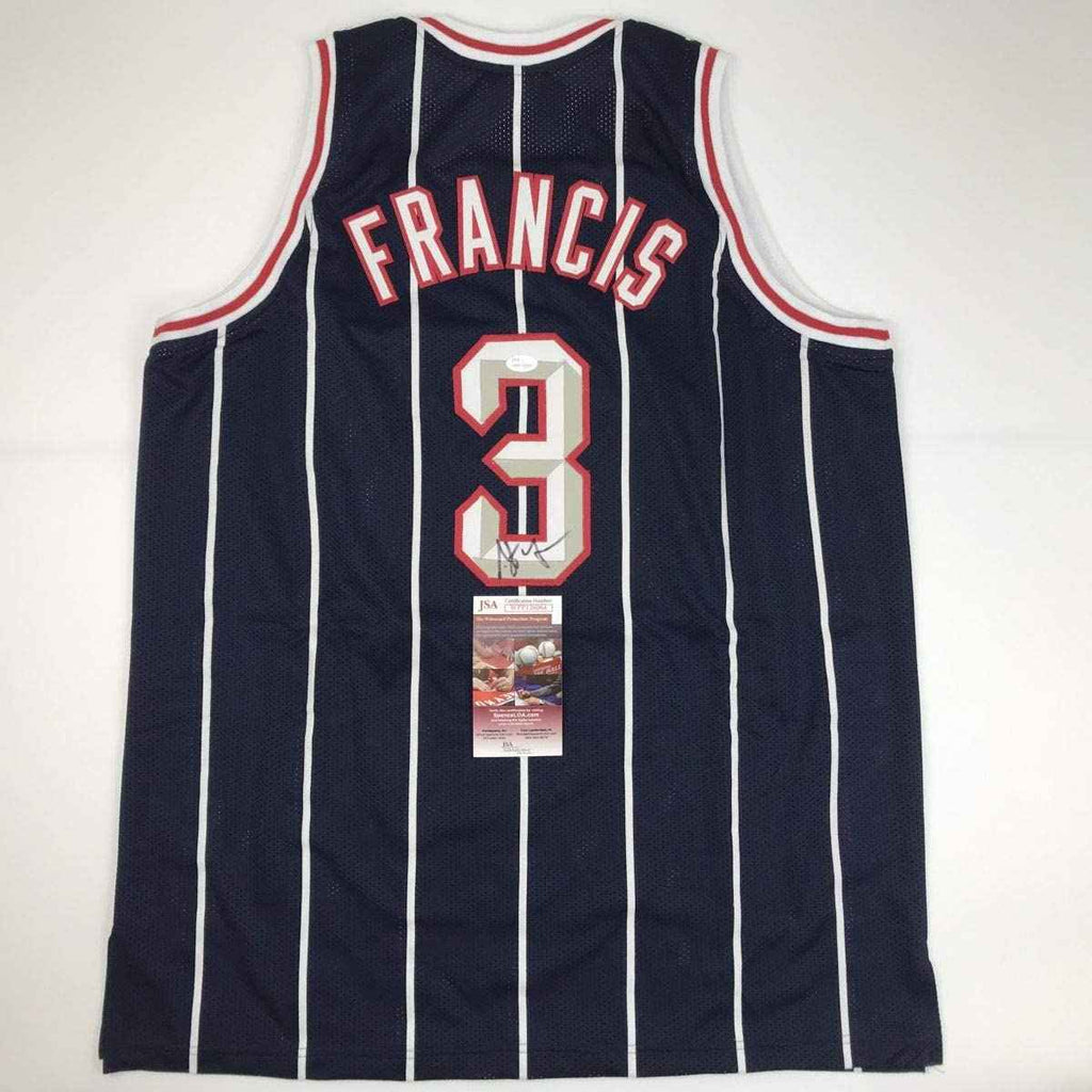 Autographed/Signed Steve Francis Houston Blue Basketball Jersey JSA COA