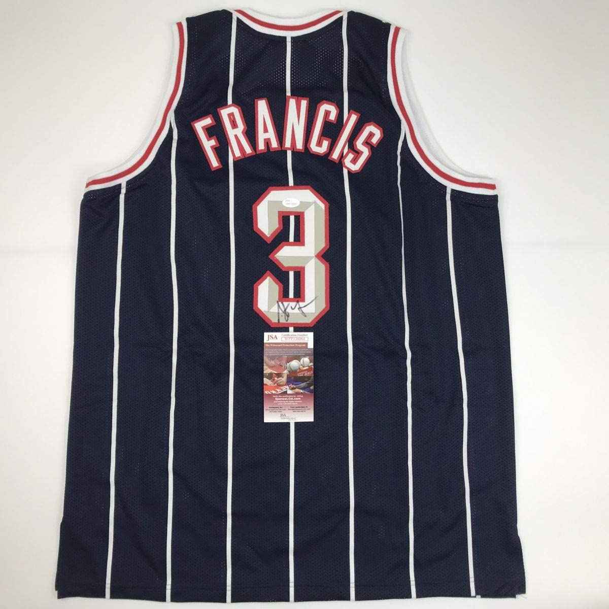 Autographed/Signed Steve Francis Houston Blue Basketball Jersey JSA COA