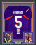 Framed Autographed/Signed Tee Higgins 35x39 Clemson Purple College Football Jersey JSA COA