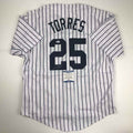 Autographed/Signed Gleyber Torres New York Pinstripe Baseball Jersey Beckett BAS COA