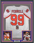 Framed Autographed/Signed Clelin Ferrell 35x39 Clemson White College Football Jersey JSA COA