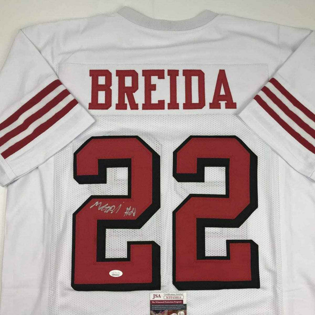 Autographed/Signed Matt Breida San Francisco White Football Jersey JSA COA