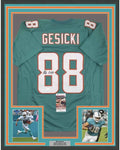 Framed Autographed/Signed Mike Gesicki 35x39 Miami Teal Football Jersey JSA COA