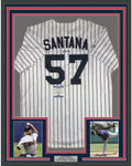 Framed Autographed/Signed Johan Santana 35x39 Minnesota Pinstripe Baseball Jersey Beckett BAS COA