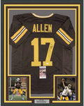 Framed Autographed/Signed Josh Allen 35x39 Wyoming Brown College Football Jersey JSA COA