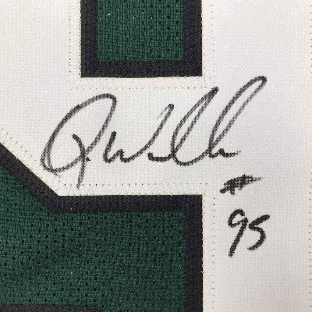 Framed Autographed/Signed Quinnen Williams 35x39 New York Green Football Jersey JSA COA