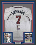 Framed Autographed/Signed Dansby Swanson 35x39 Atlanta White Baseball Jersey JSA COA