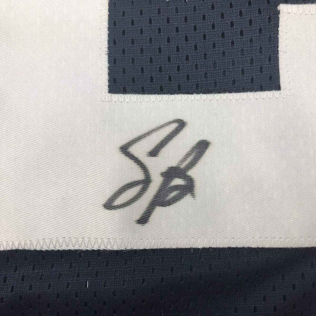 Framed Autographed/Signed Saquon Barkley 35x39 Penn State Blue College Football Jersey PSA/DNA COA
