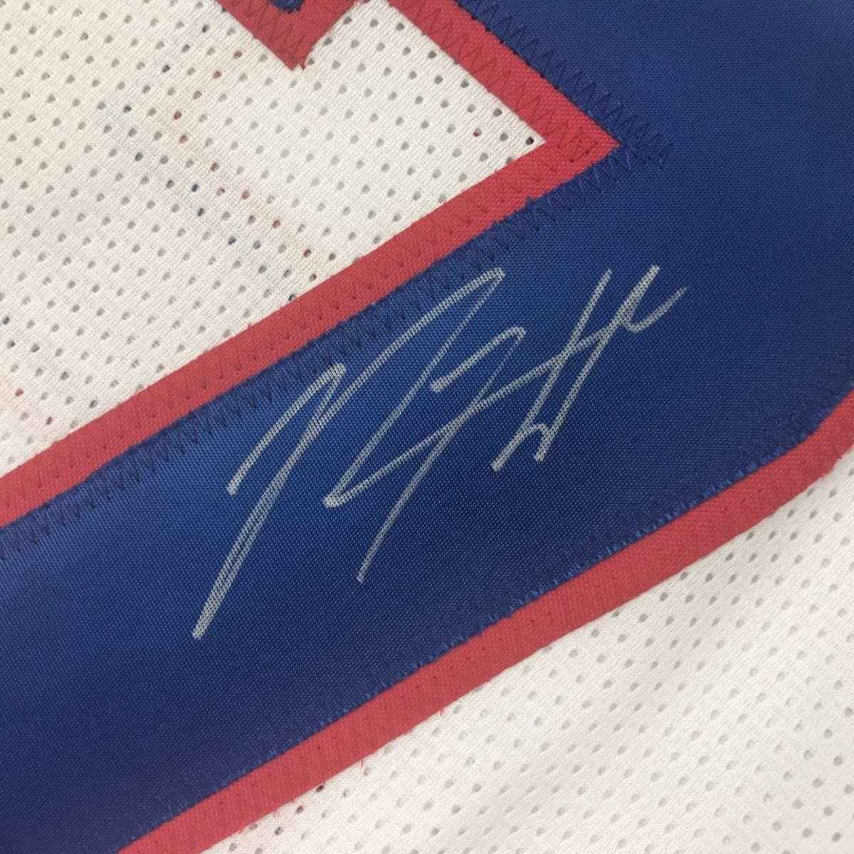 Framed Autographed/Signed Rodney Hampton 35x39 New York White Football Jersey PSA/DNA COA