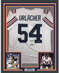 Framed Autographed/Signed Brian Urlacher 35x39 Chicago Retro White Football Jersey Beckett BAS COA