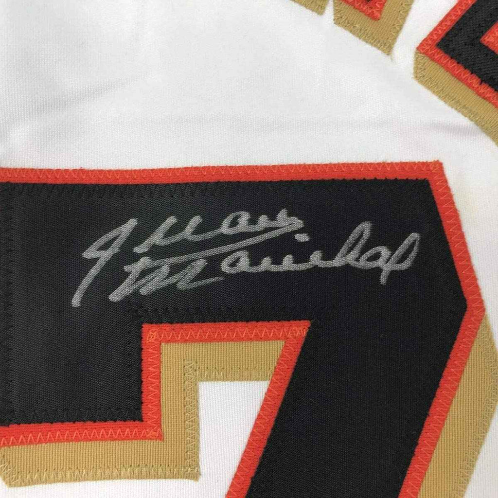 Framed Autographed/Signed Juan Marichal 35x39 San Francisco White Baseball Jersey JSA COA