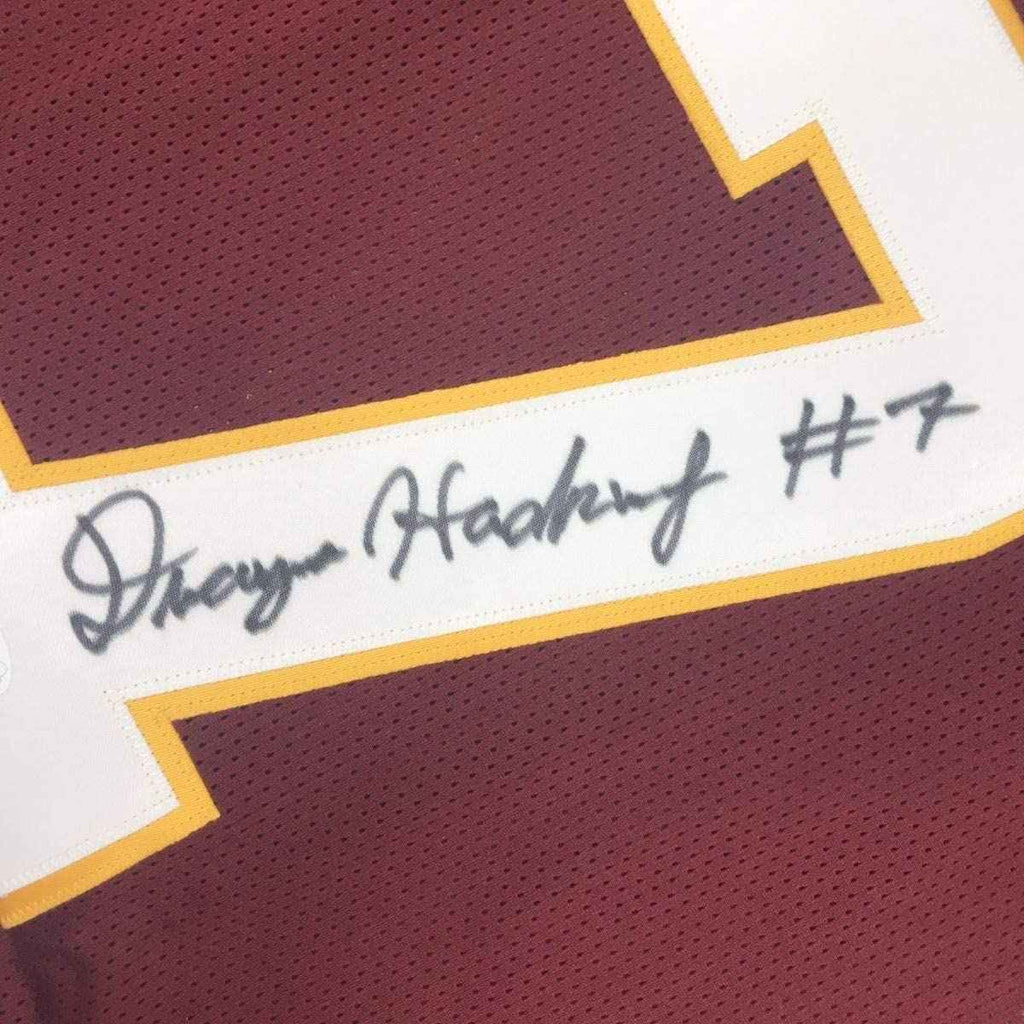 Framed Autographed/Signed Dwayne Haskins Jr. 35x39 Washington Burgundy Football Jersey JSA COA