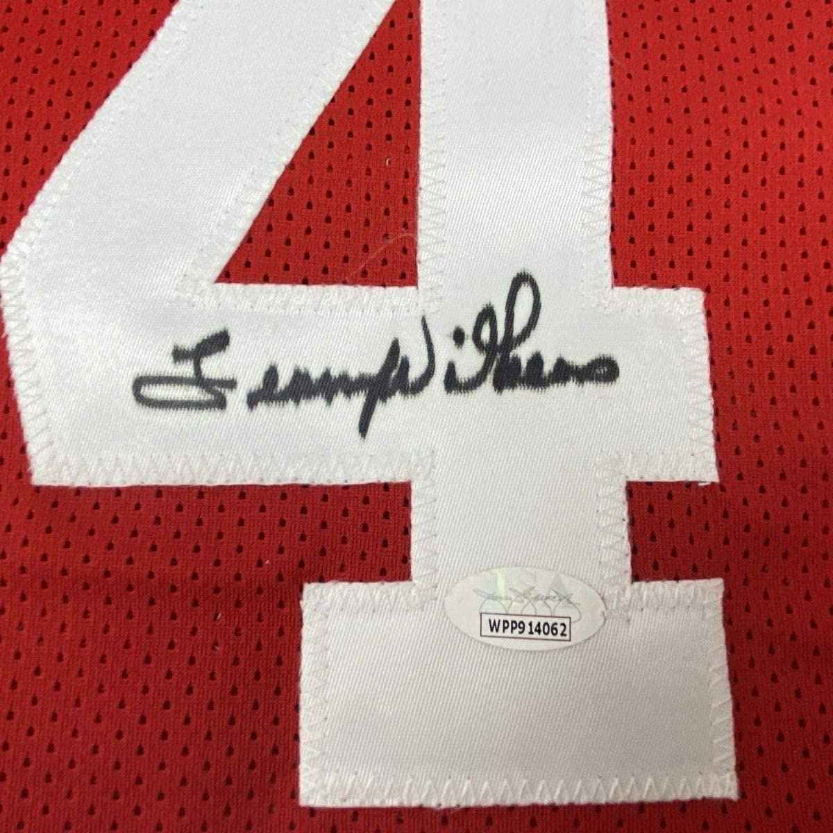 Framed Autographed/Signed Lenny Wilkens 35x39 St. Louis Red Basketball Jersey JSA COA