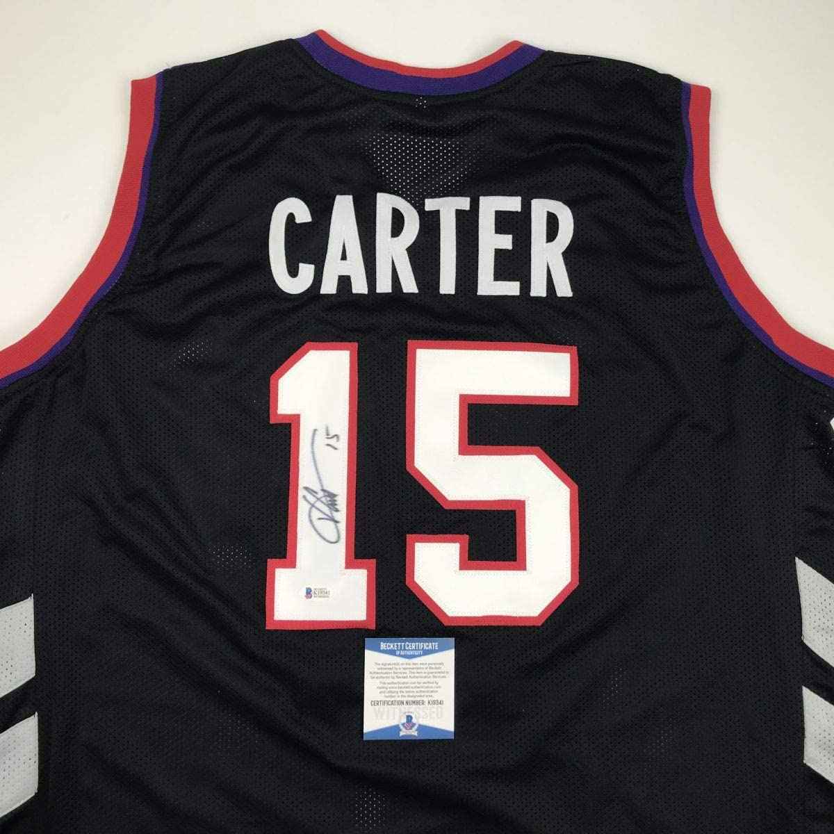 Autographed/Signed Vince Carter Toronto Black Basketball Jersey Beckett BAS COA