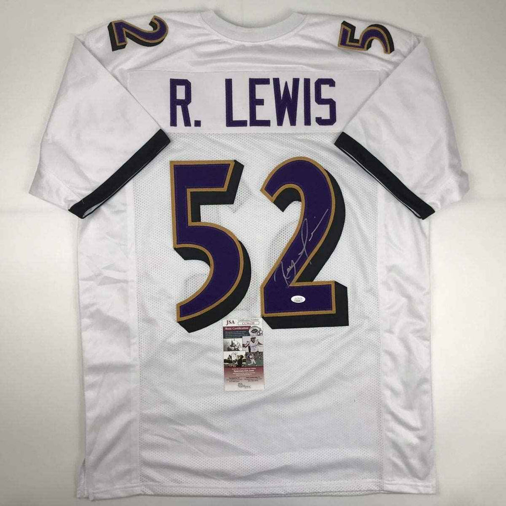 Autographed/Signed Ray Lewis Baltimore White Football Jersey JSA COA