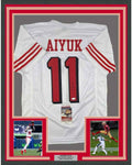 Framed Autographed/Signed Brandon Aiyuk 35x39 San Francisco White Alternate Football Jersey JSA COA