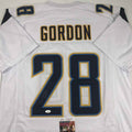 Autographed/Signed Melvin Gordon Los Angeles LA White Football Jersey JSA COA