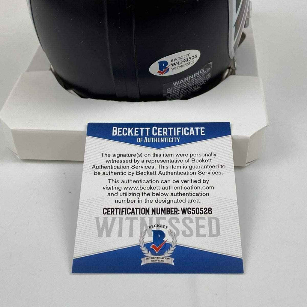 Autographed/Signed Michael Mike Vick Atlanta Falcons Football Mini Helmet Beckett BAS COA