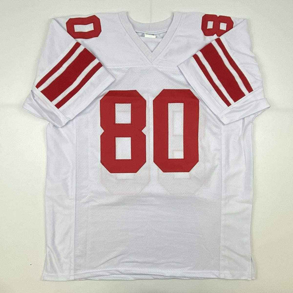 Autographed/Signed Jeremy Shockey New York White Football Jersey JSA COA