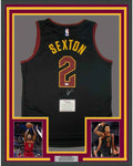 Framed Autographed/Signed Collin Sexton 35x39 Cleveland Cavaliers Black Basketball Jersey Fanatics COA