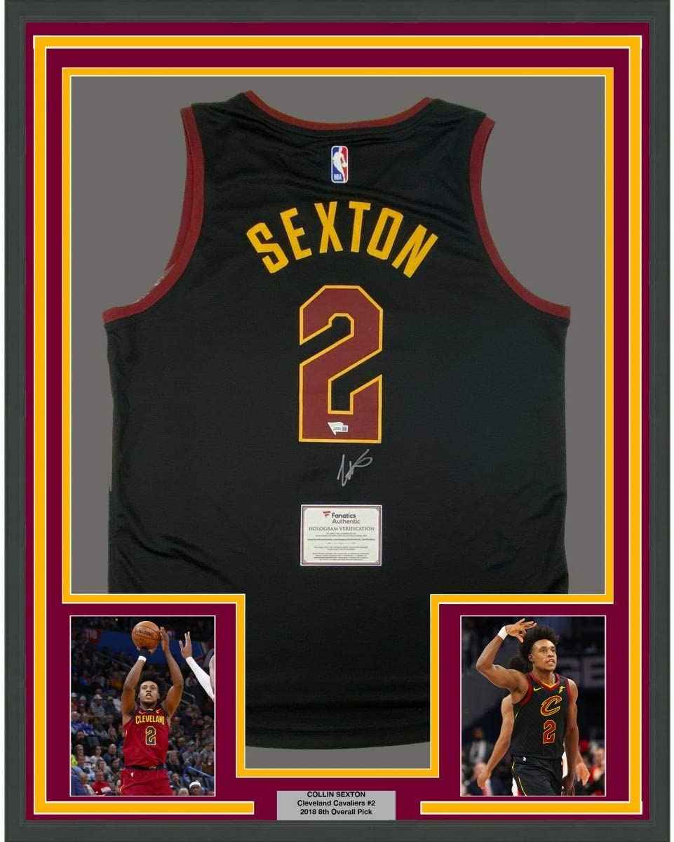 Framed Autographed/Signed Collin Sexton 35x39 Cleveland Cavaliers Black Basketball Jersey Fanatics COA